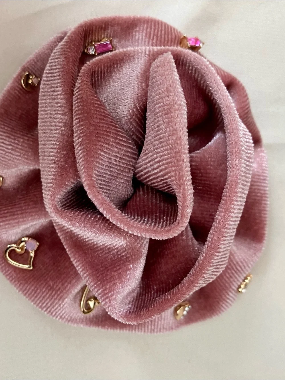 Free People Dusty Pink Velvet Rose Earrings with Gold Accents